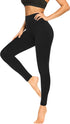 High Waisted Womens Black Workout Leggings - Running Tummy Control Yoga Pants